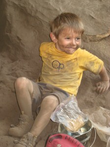 Kids luv the crag! Lucas Anderson at the RRG at 4.