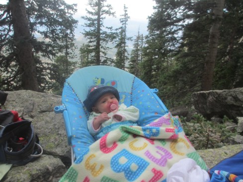 Amelie climbing near Estes Park, CO at about 9 weeks old.