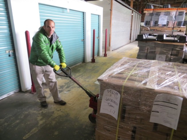 Learning how to use a Pallet Jack--nothing could possibly go wrong with this.