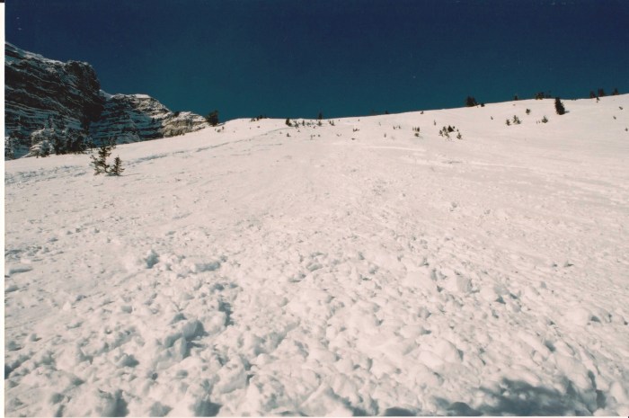 ...and Timmy's view looking back up the slope after arresting his slide.