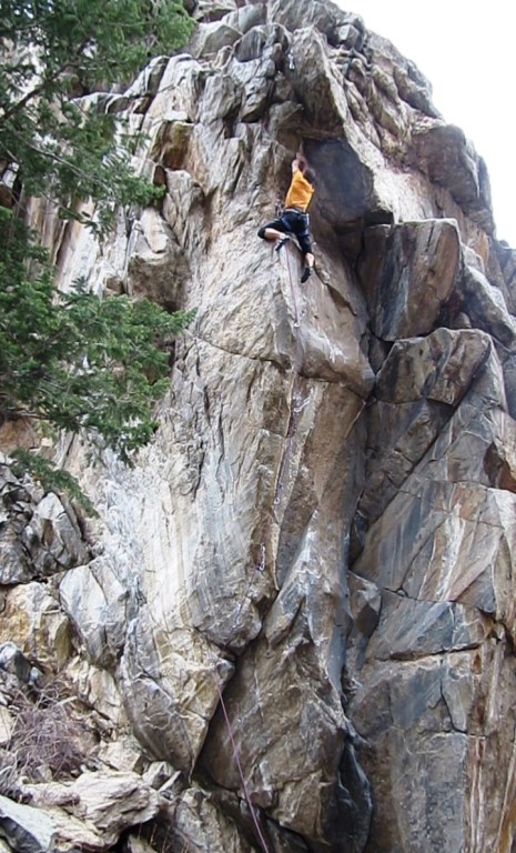 Nearing the top of the arête.