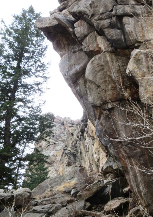 This view of the arête from the right gives an idea of its steepness.