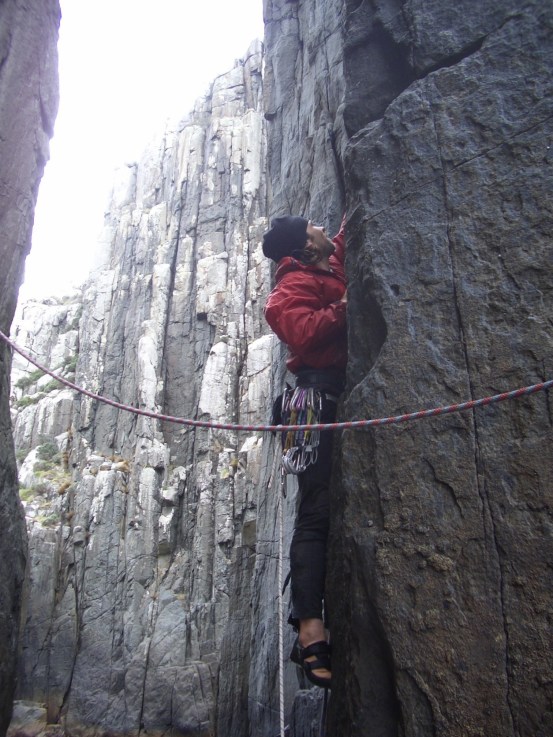 Beginning up the first pitch of The Free Route.