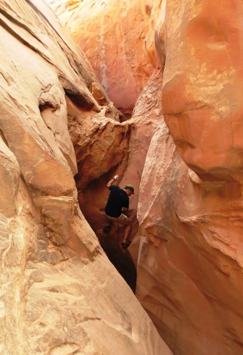 Chris "Handlining" (aka Batman-ing) down a 15' drop.
