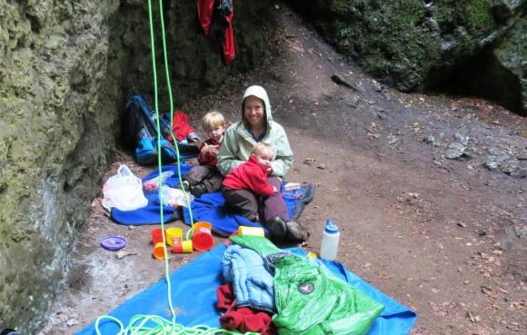 Waiting for the rain to stop at Krottenseer Turm.