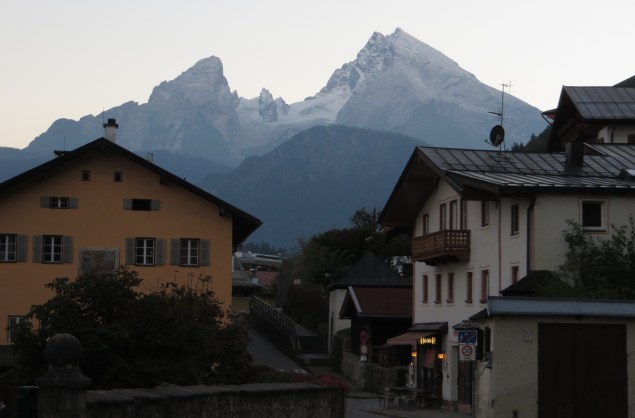 The Kleiner (L) and Grosser (R) Watzmann stand sentry-like above the hamlet of Berchtesgaden. At 2713m, the Grosser Watzmann is the highest peak located entirely within Germany (and the third highest period.)
