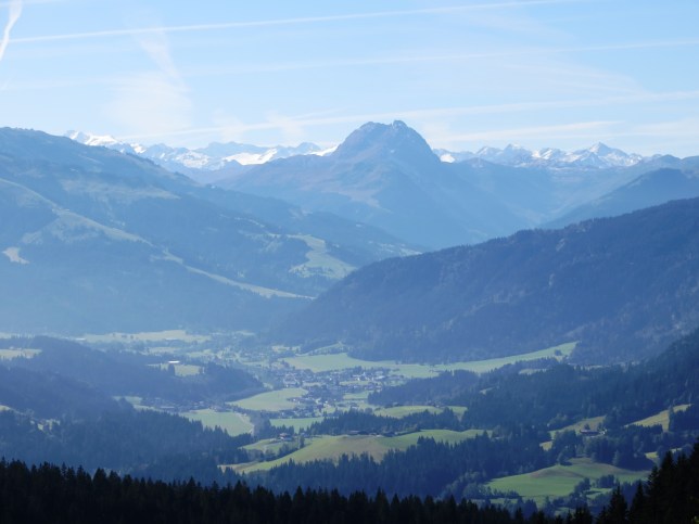 The view south, towards the Kitzbuheler Alpen ski region, from the Schleierwasserfall.