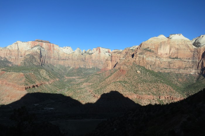 View of the West Temple, Alter of Sacrifice and Streaked Wall from the Confluence Crag.