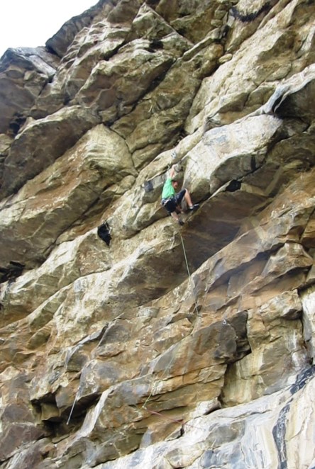 Pulling through the sustained overlap section at mid-height.