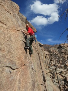 Finished with the hard climbing, and ready to enjoy the cruiser chicken heads that lead to the chains.