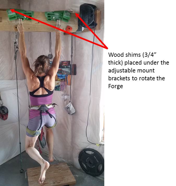 By rotating the Forge slightly (canted inward), Janelle's fingers line up better with the pocket surface