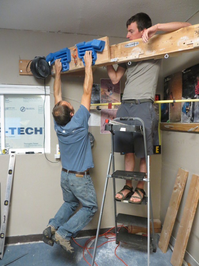 Mark testing out a potential draft angle as Adam Sanders of Trango supervises the operation and records the angle.
