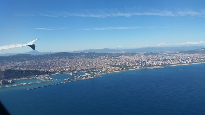 Flying over the Mediterranean Sea close to Barcelona.