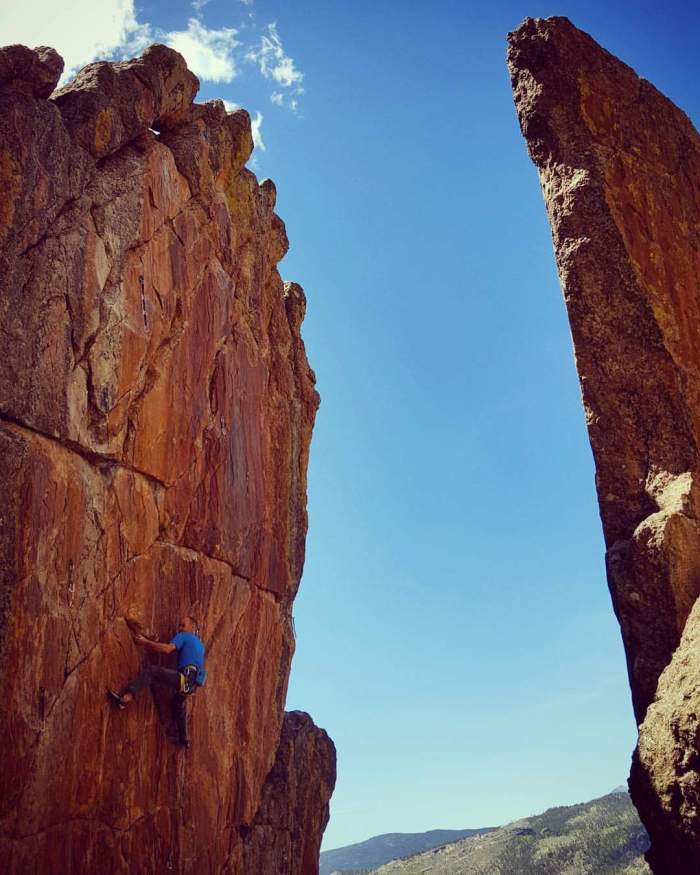Setting up for the final redpoint crux dyno.