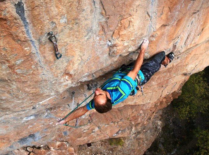 The end of Shadowboxing's lower crux section.  Photo Mike Anderson.